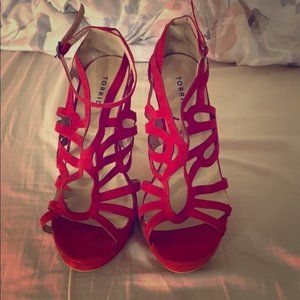 Torrid Red Strappy Platform Heels 10W